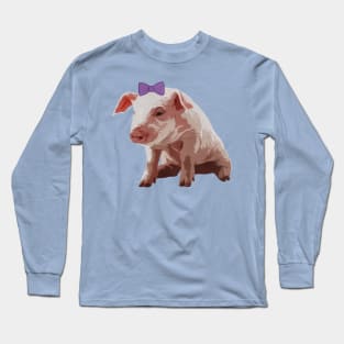 Cute Bow Southern Preppy Pig Long Sleeve T-Shirt